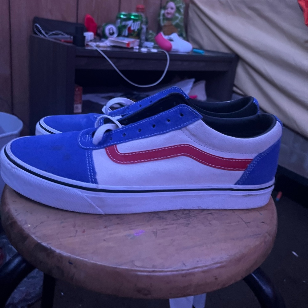 Vans size 10 blue, white, red